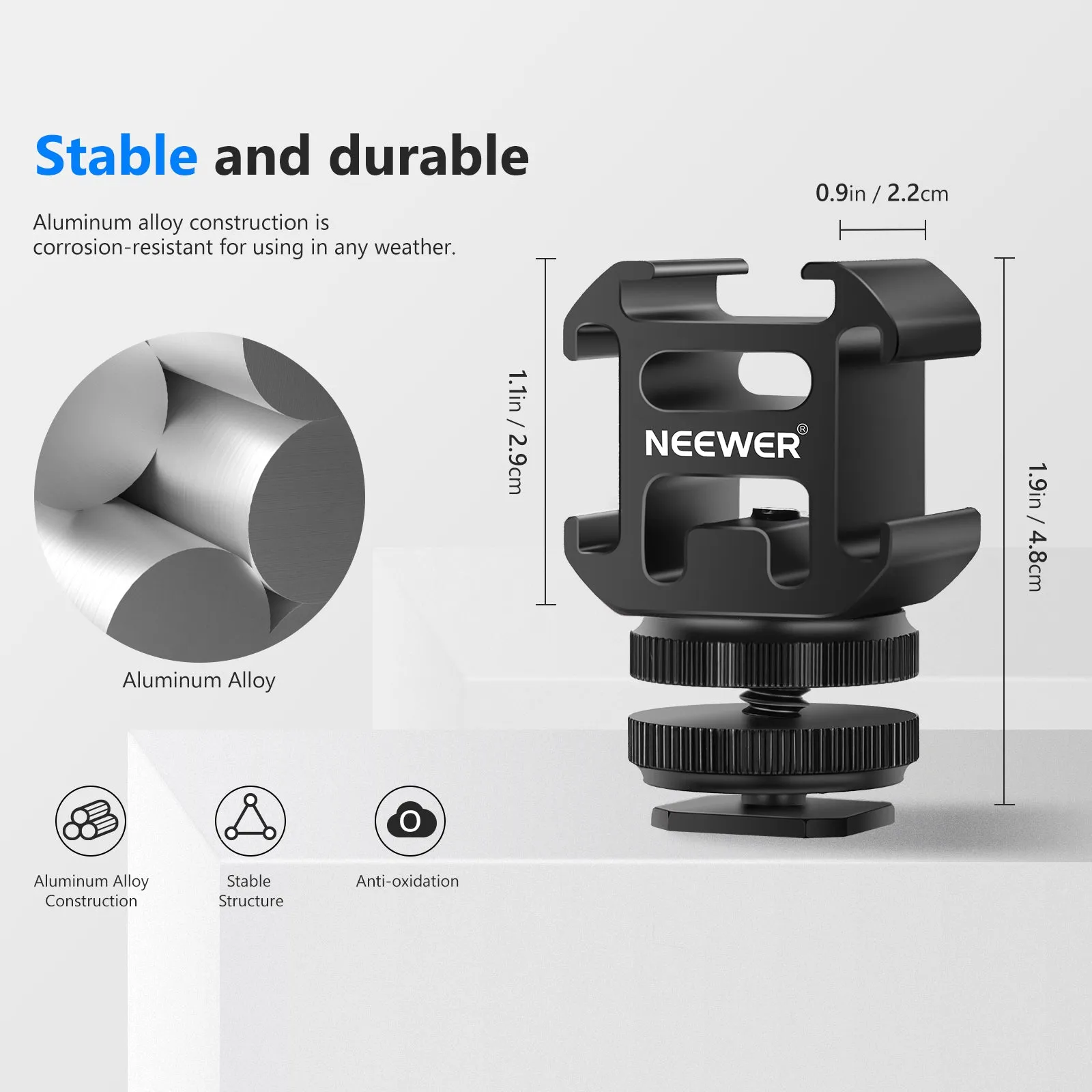 NEEWER Camera Hot Shoe Mount Adapter with Triple Cold Shoe Mounts