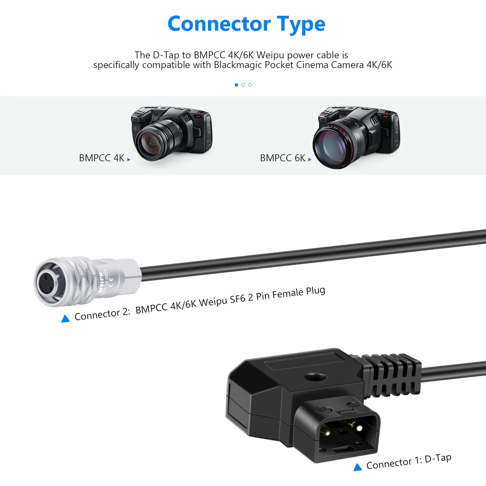 NEEWER D-Tap to BMPCC 4K/6K Coiled Power Cable