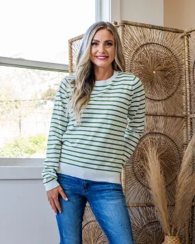 NEW! Camila Striped Crewneck Sweater - Green