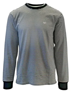 Obey Men's T-Shirt Black & White Striped Mini Chest Logo L/S (133)