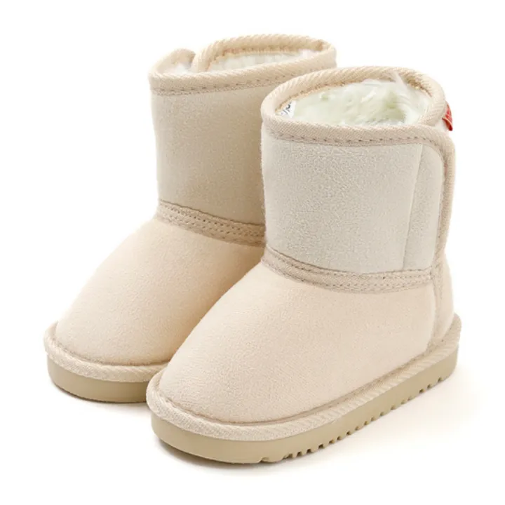 OZKIZ Medium Velcro Fur Boots - Light Beige