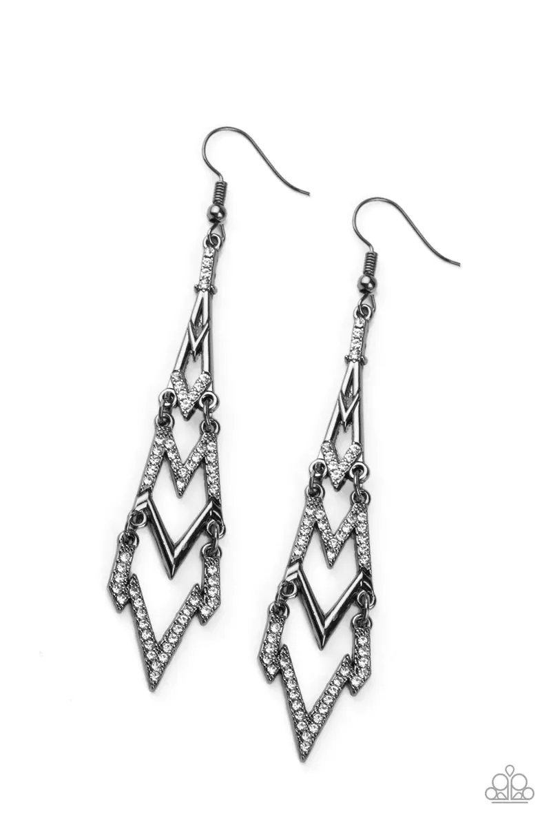 Paparazzi Accessories  - Electric Shimmer #L654 - Black Earrings