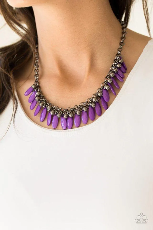 Paparazzi Accessories  - Jersey Shore #N221 Peg - Purple Necklace