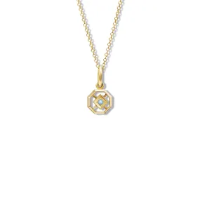 Parquet Small Necklace Pendant Yellow Gold - Blue Topaz