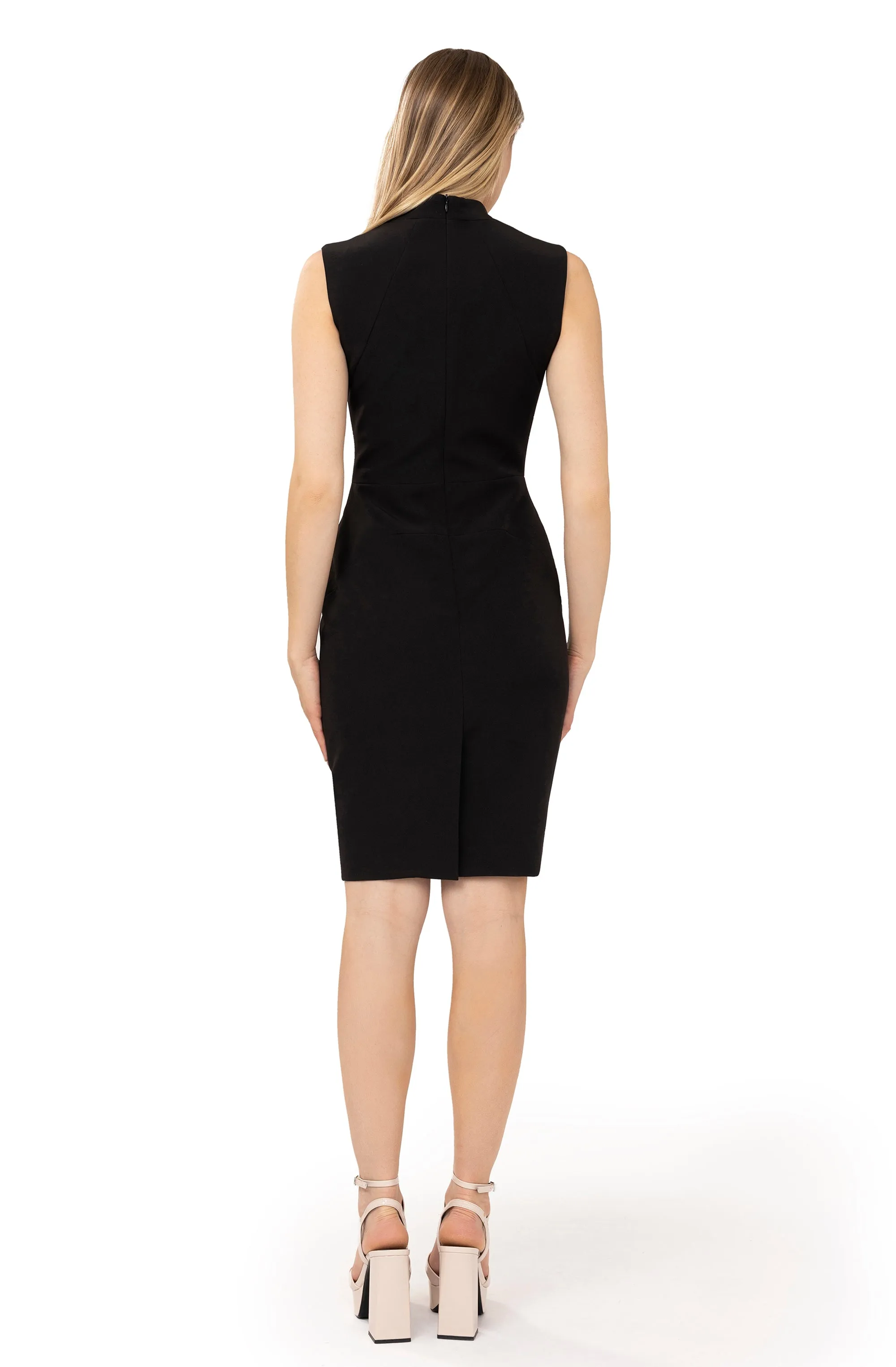 Queen Anne Neckline Fitted Dress