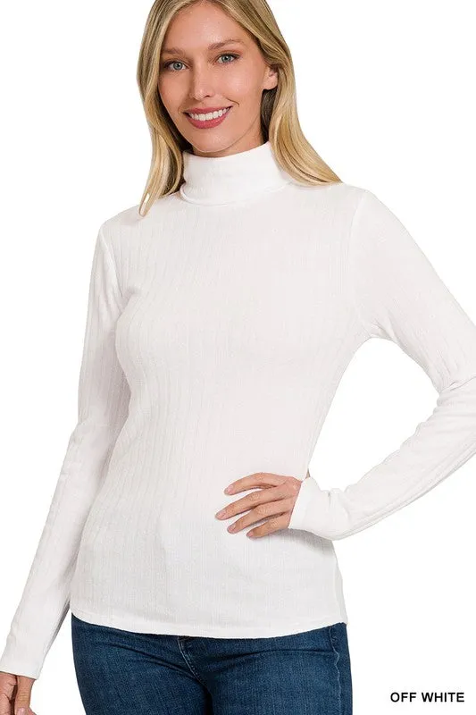 QUINN RIBBED LONG SLEEVE TURTLE NECK TOP