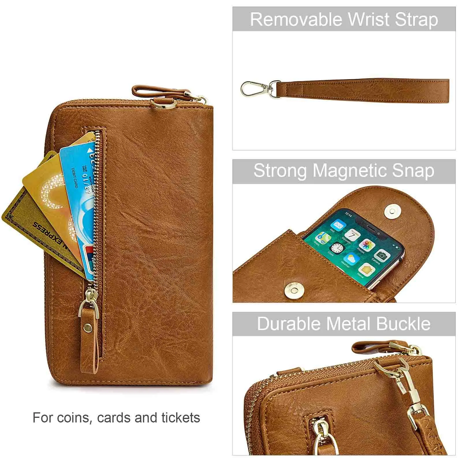 RFID Crossbody Wristlet Cell Phone Purse