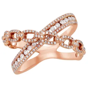 ROSE GOLD CROSSOVER BRIDGE RING WITH DIAMONDS, .57 CT TW