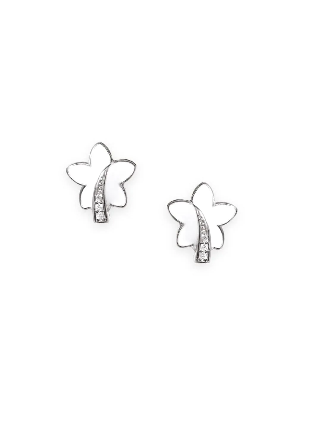 Rubans 925 Sterling Silver Leaf Pattern Stud Earrings