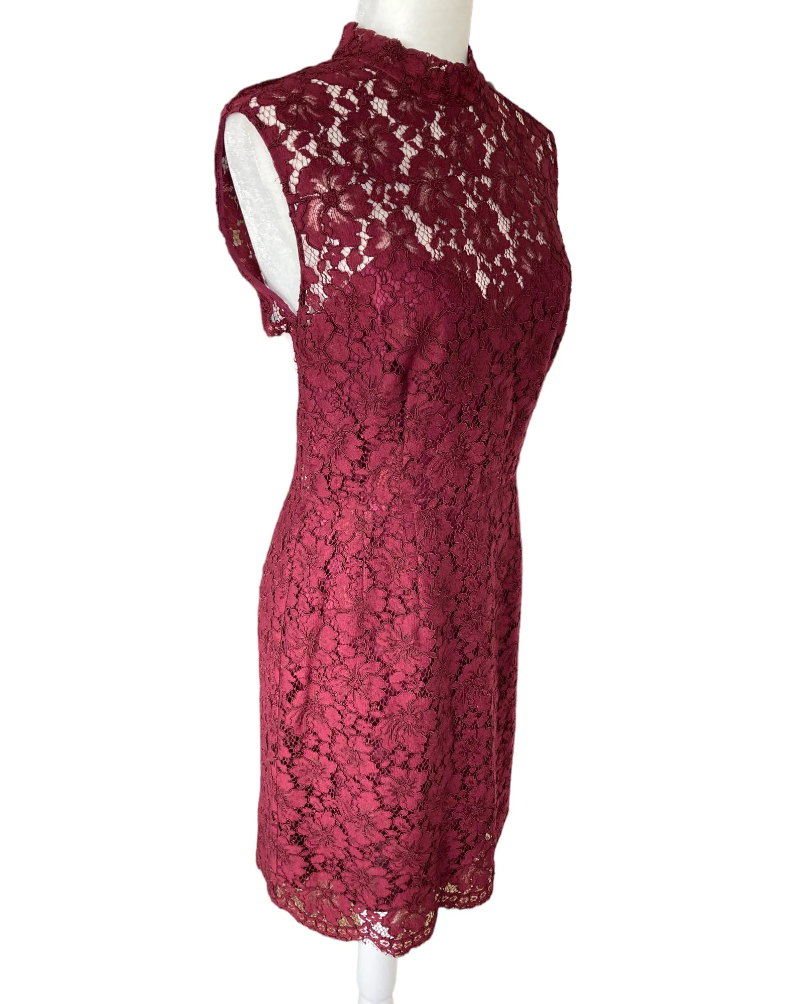 Sandro Romie Bordeaux Lace Cocktail Dress, S