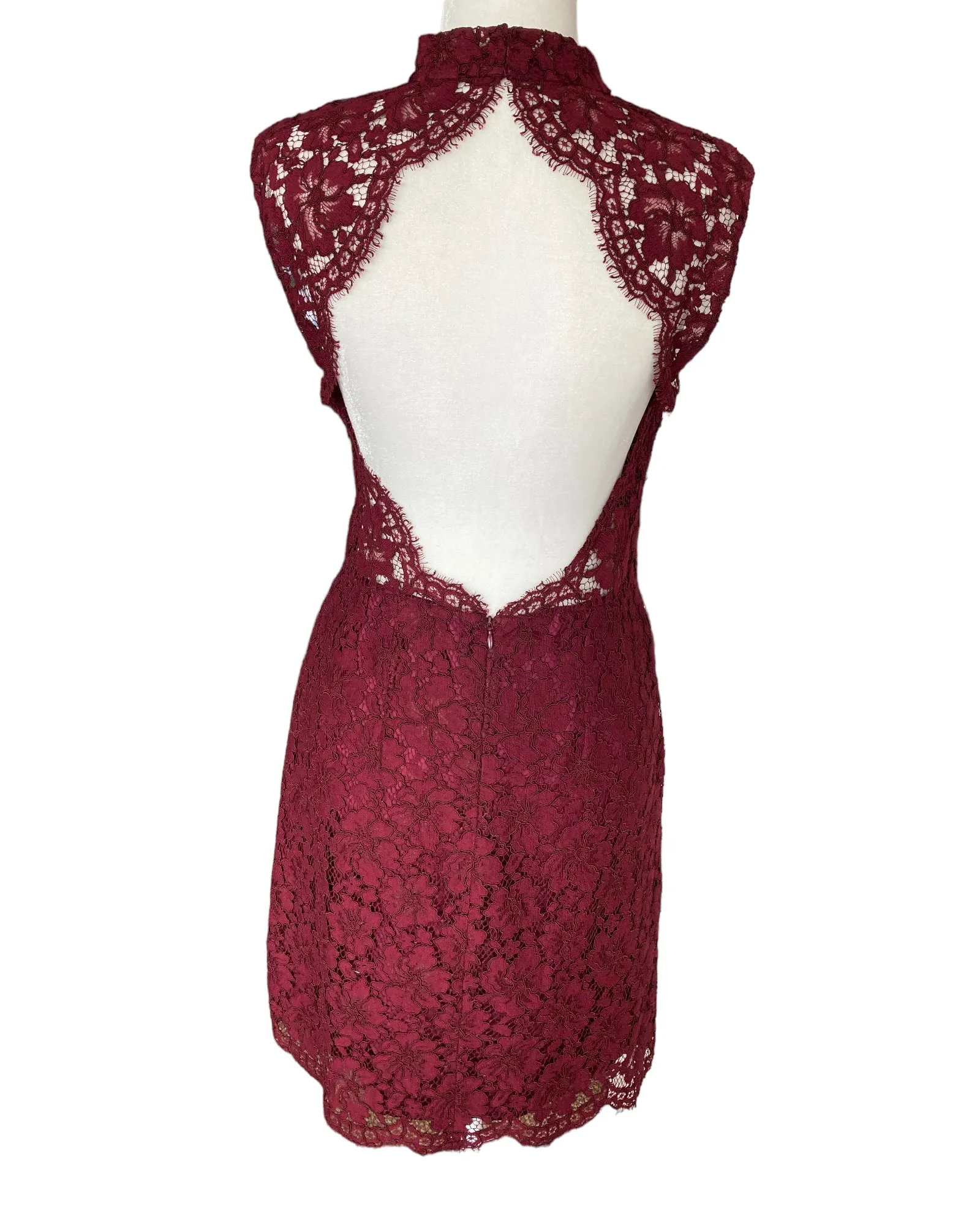 Sandro Romie Bordeaux Lace Cocktail Dress, S