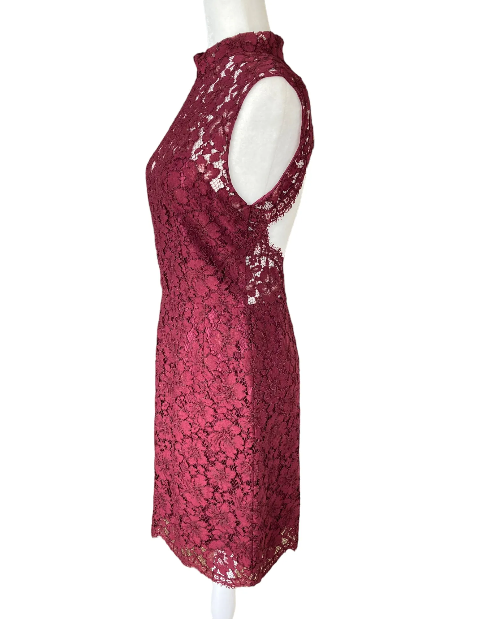 Sandro Romie Bordeaux Lace Cocktail Dress, S