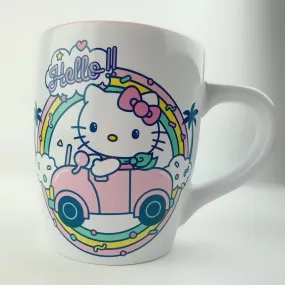 Sanrio Hello Kitty Driving Rainbow on Sprinkle Tall Big Mug - Pink