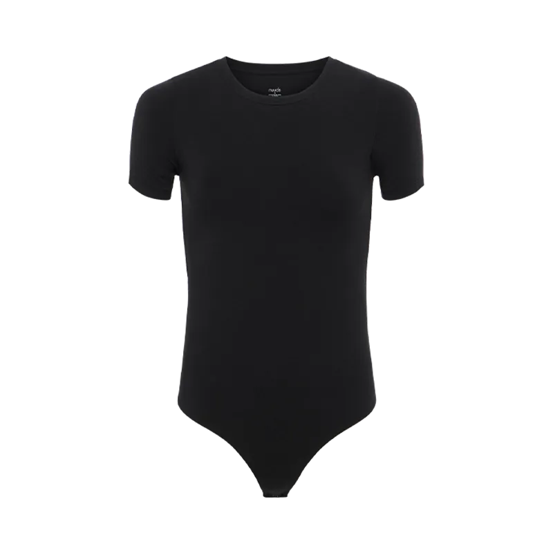 Short Sleeve Crewneck Bodysuit | Black