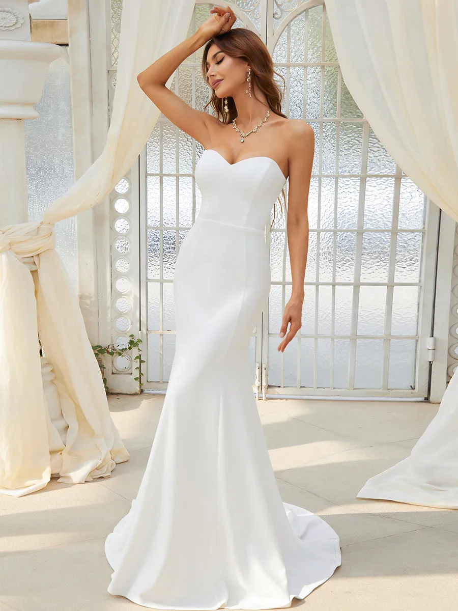 Simple Off Shoulder Wholesale Sweetheart Mermaid Eloping Dress for Wedding