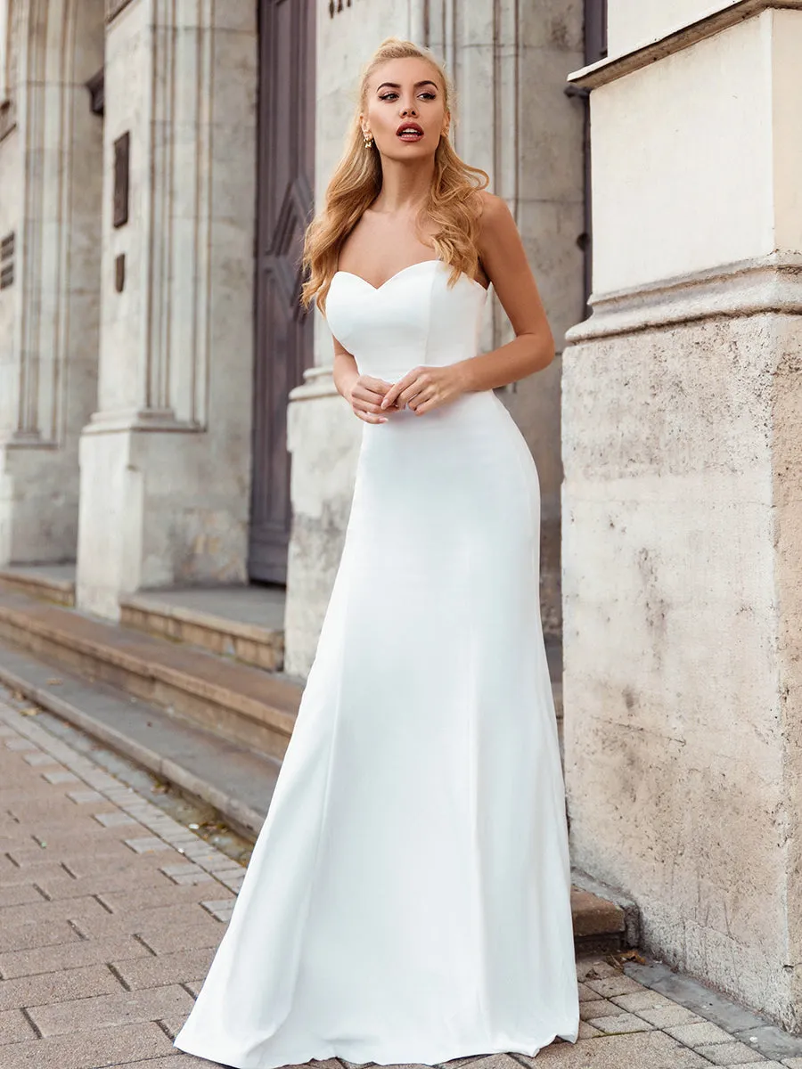 Simple Off Shoulder Wholesale Sweetheart Mermaid Eloping Dress for Wedding