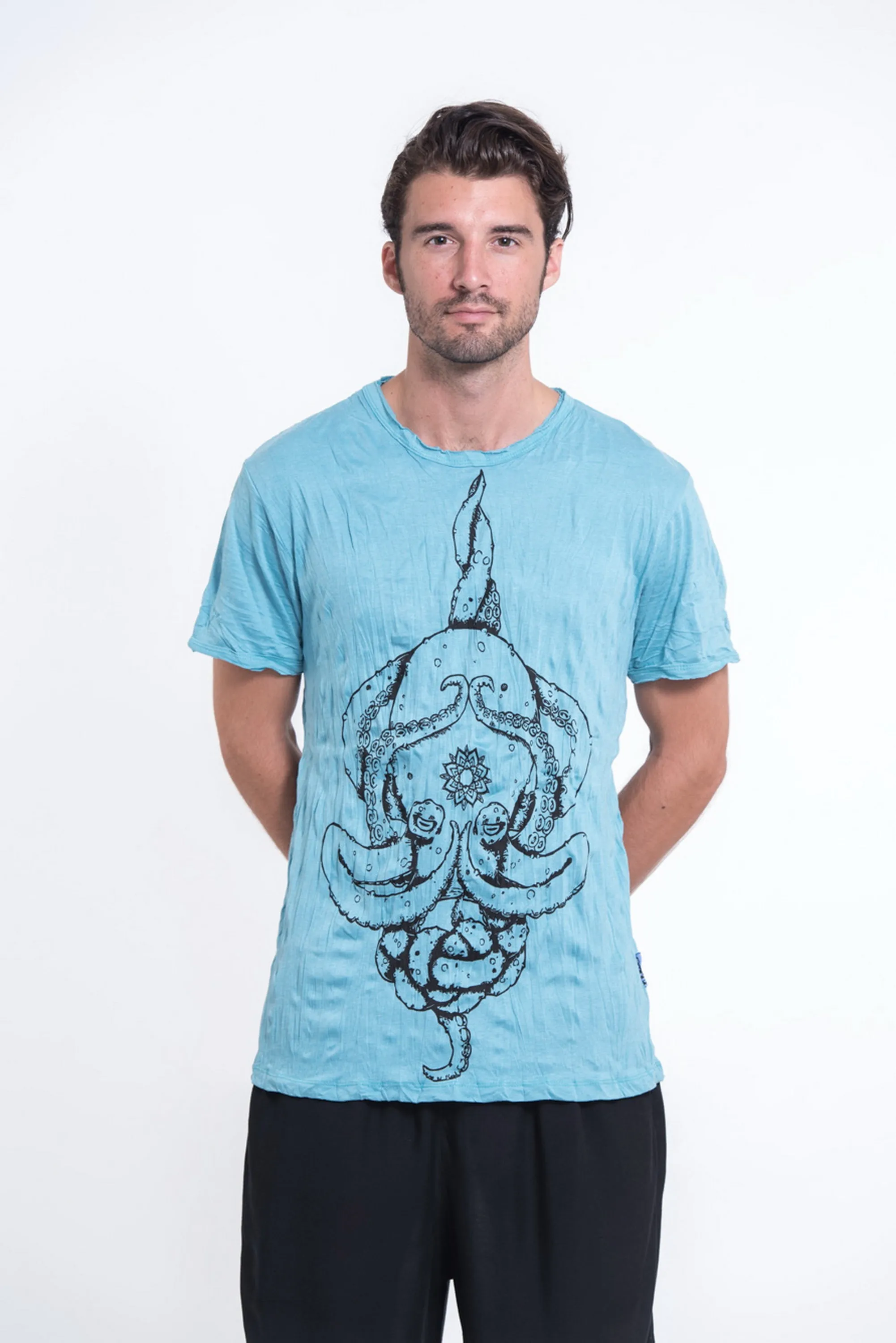 Sure Design Mens Octopus Mandala T-Shirt Turquoise