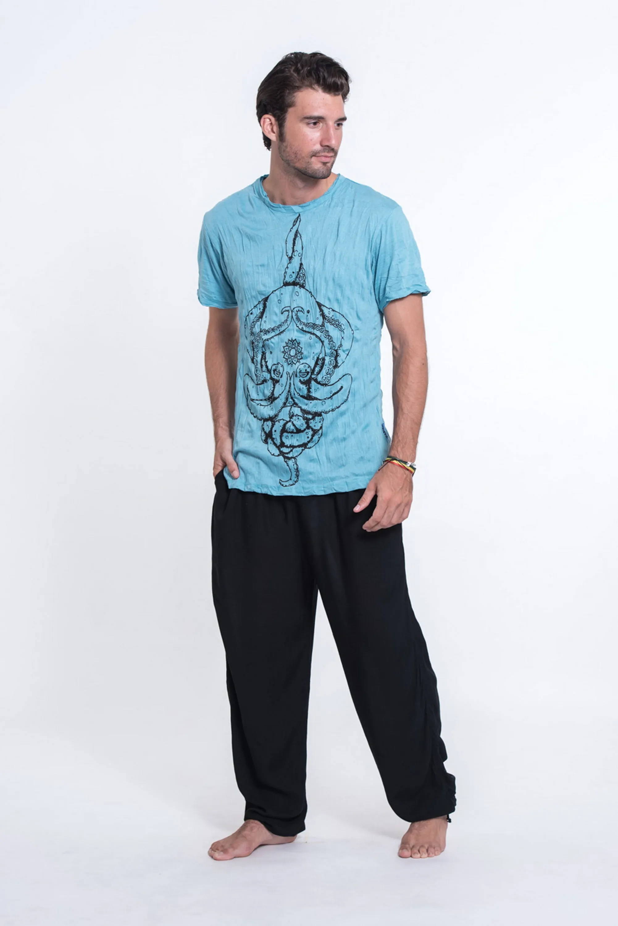 Sure Design Mens Octopus Mandala T-Shirt Turquoise