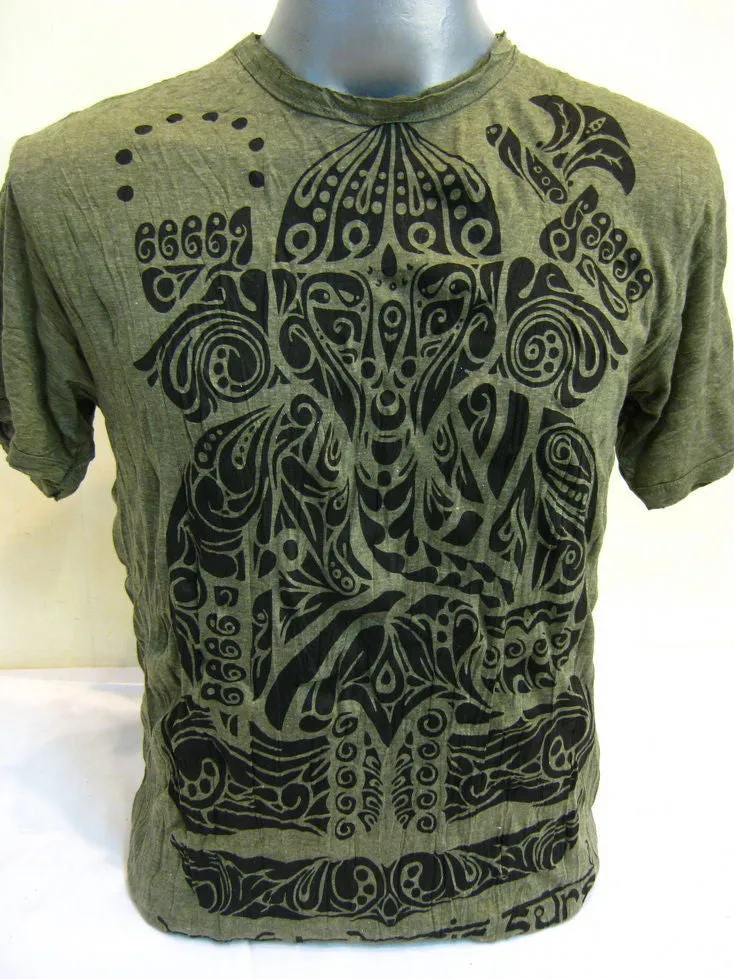 Sure Design Men's Tattoo Ganesh T-Shirt Green