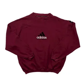 Vintage 90s Burgundy Adidas Equipment Spell-Out Sweatshirt - Large