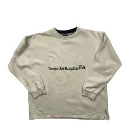 Vintage 90s Cream Timberland Spell-Out Sweatshirt - Small