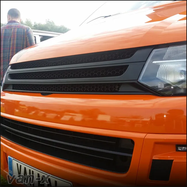 VW T5.1 Transporter Matte Black Badgeless Grille *Clearance* [B Grade] Painted and Ready to Fit