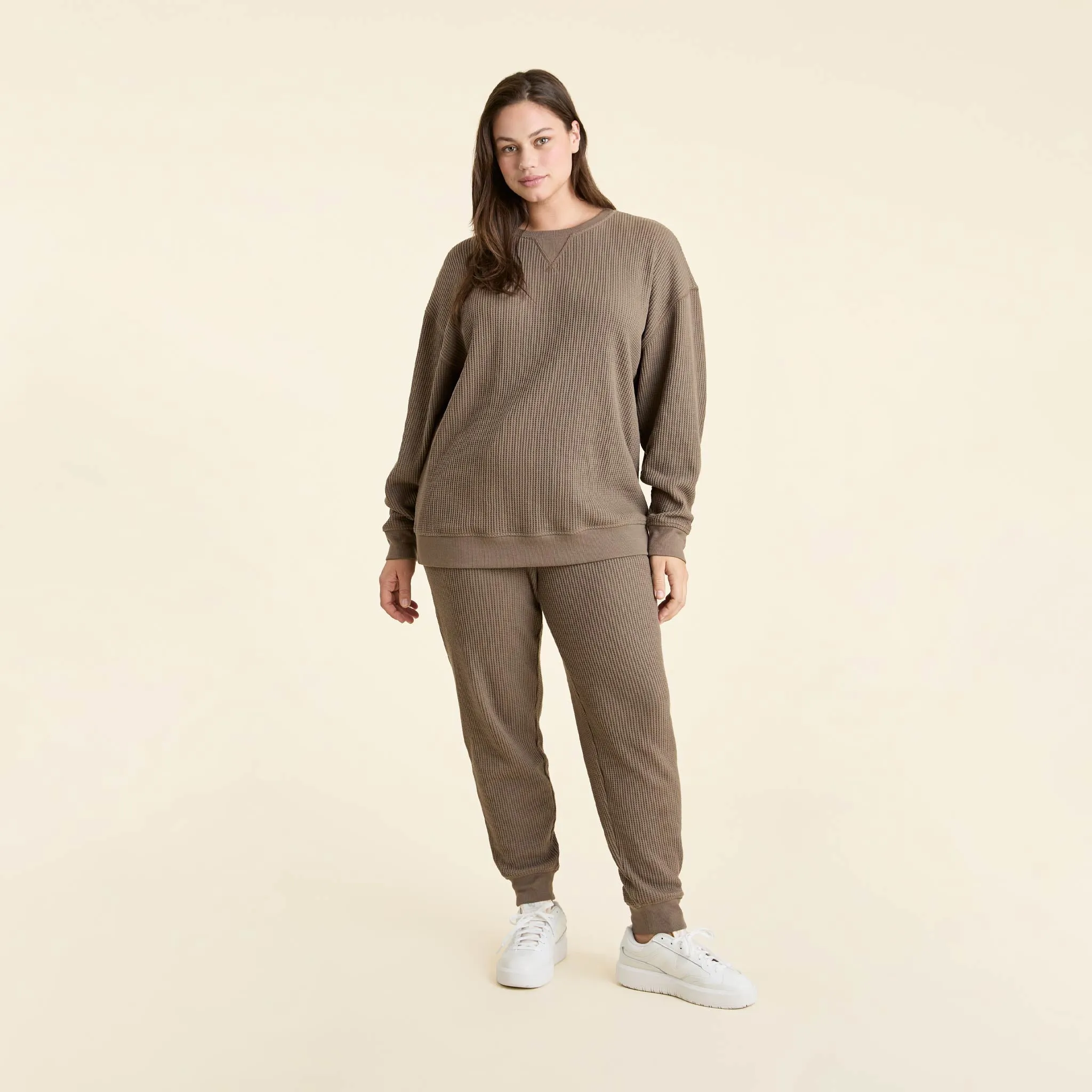 Waffle Crewneck Pullover | Mocha